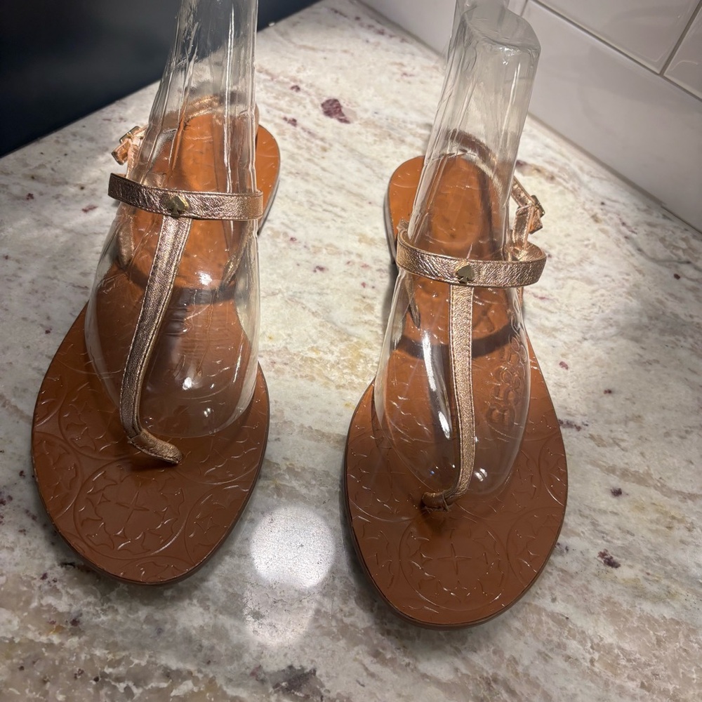 Kate Spade ♠️ Rose Gold Rubber Jelly Sole Flat Sandals 10